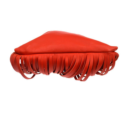 Bottega Veneta The Fringe Leather, Red, Leather, Clutch