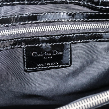 Christian Dior Soft Chain Cannage Quilt Patent, Black, Patent Leather, Tote Bag