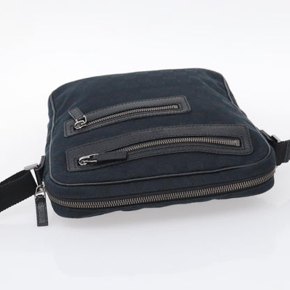 Gucci Front Zip Messenger Canvas and Leather, Black, Canvas, Crossbody Bag