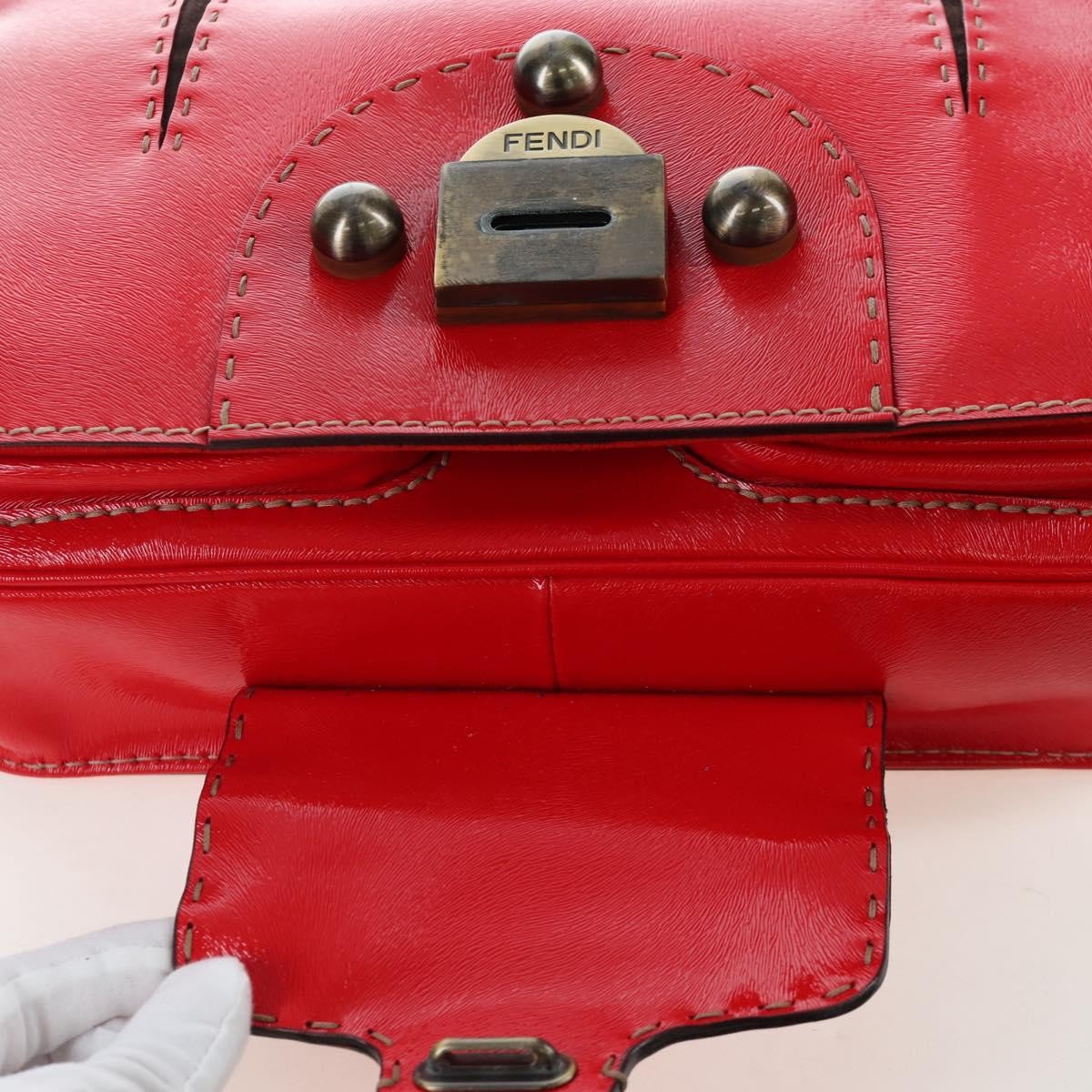 Fendi Secret Code F3 Convertible Satchel Textured Leather, Red, Leather, Handbag