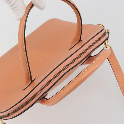 Celine Vintage Convertible Bowler Leather, Orange, Leather, Handbag
