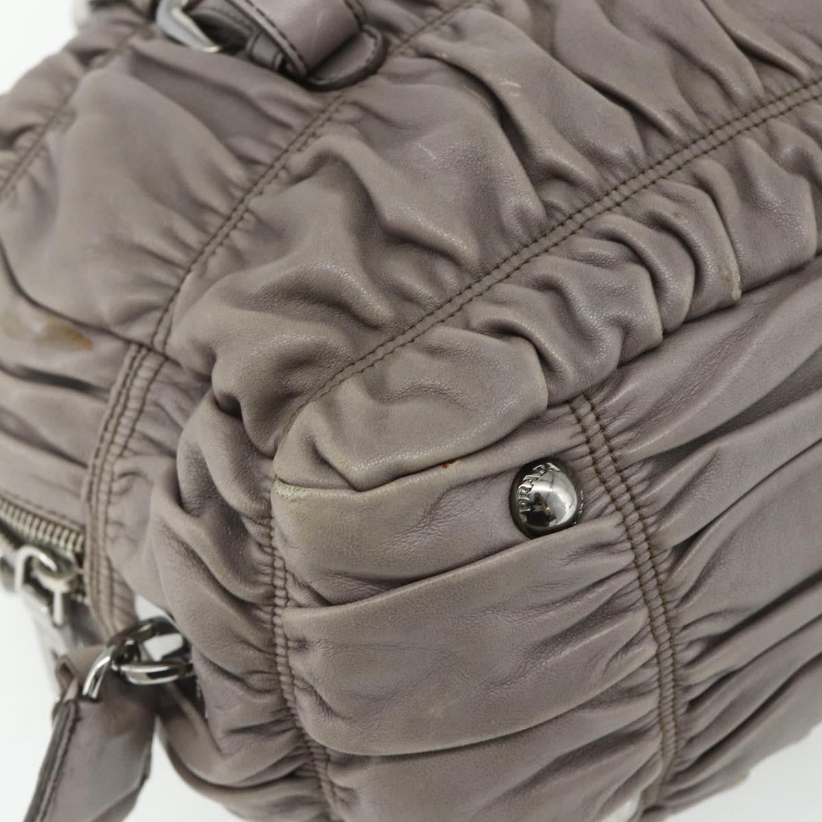 Prada Gaufre Convertible Satchel Nappa Leather, Gray, Leather, Handbag