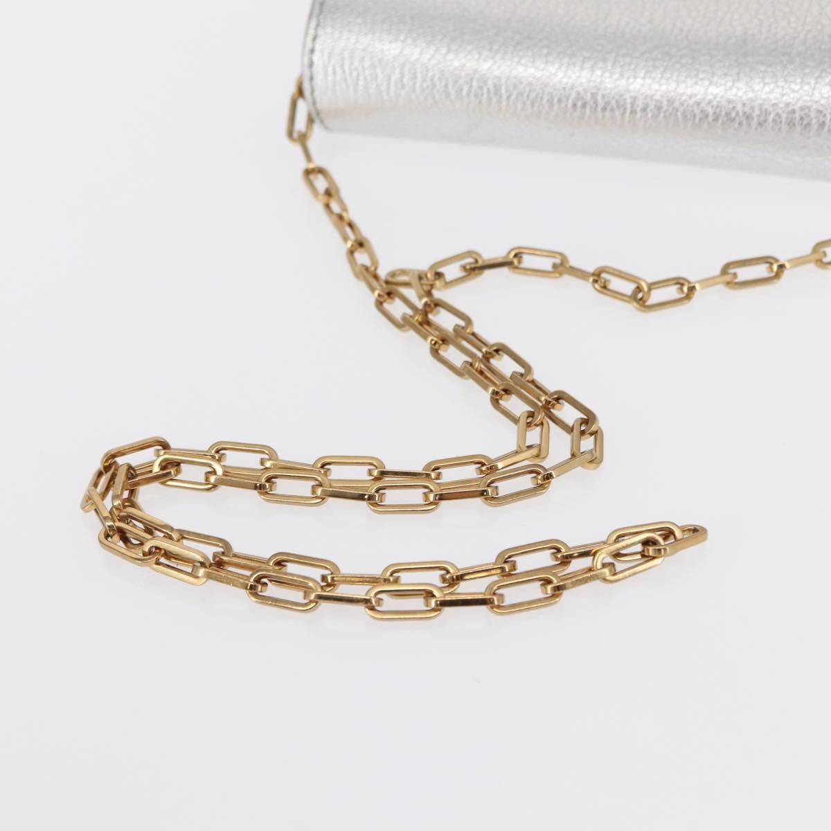Burberry D-Ring Chain Leather, Silver, Leather, Shoulder Bag