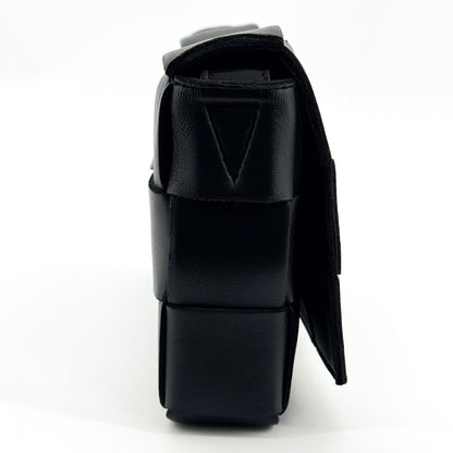 Bottega Veneta Cassette Maxi Intrecciato Leather, Black, Leather, Crossbody Bag