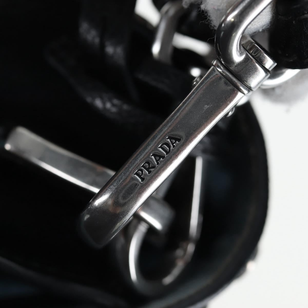 Prada Etiquette Flap Studded Glace Calfskin, Black, Leather, Handbag