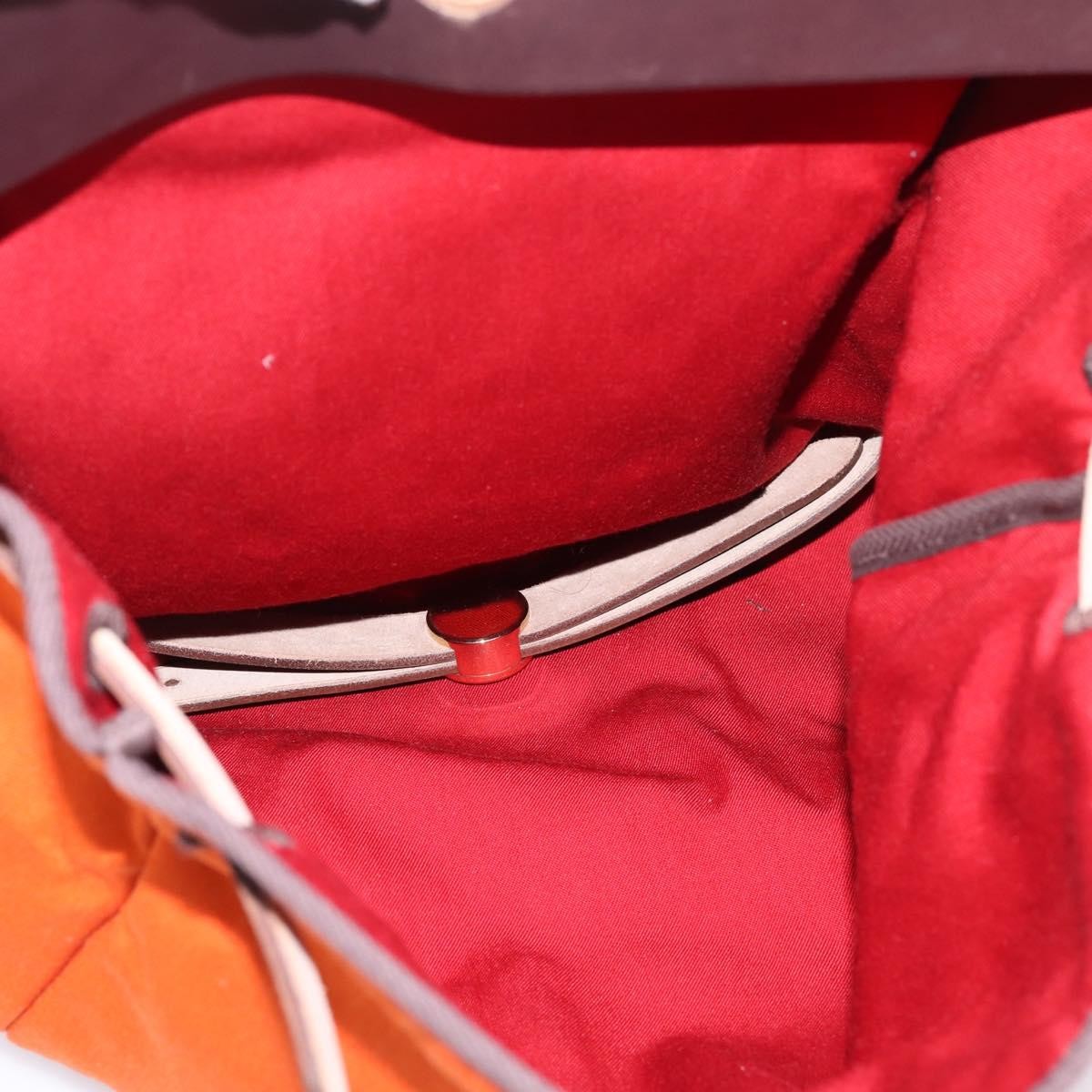 Hermes Herbag A Dos Toile, Orange, Canvas, Backpack