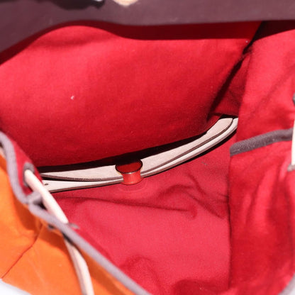 Hermes Herbag A Dos Toile, Orange, Canvas, Backpack