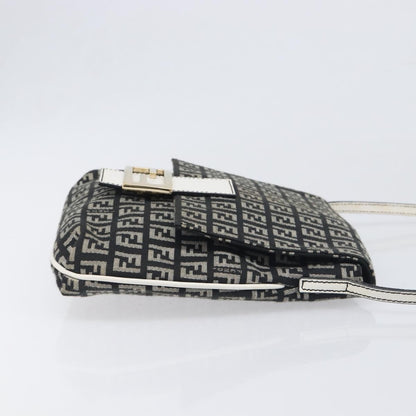 Fendi Vintage Flap Zucchino Canvas, Black, Canvas, Crossbody Bag