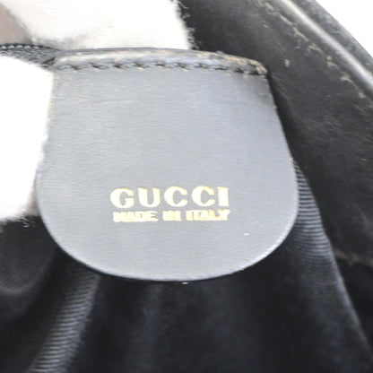 Gucci Vintage Bamboo Hobo Suede, Black, Suede, Shoulder Bag