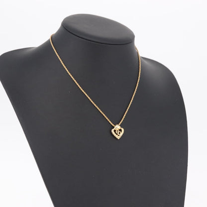 Christian Dior Vintage CD Heart Pendant Metal, Gold, Metal, Necklace