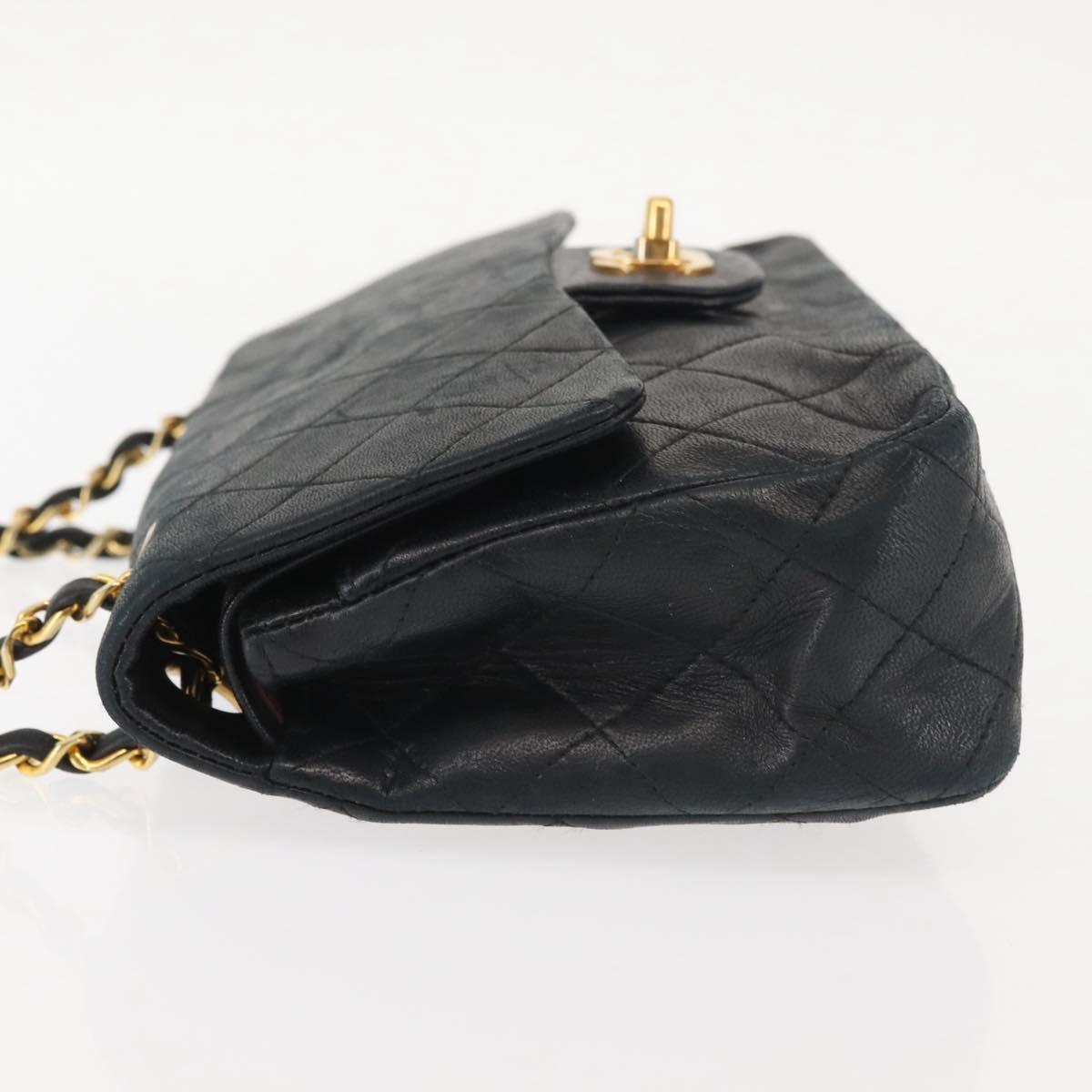 Chanel Vintage Square Classic Double Flap Bag Quilted Leather, BLACK, LEATHER, Shoulder bag