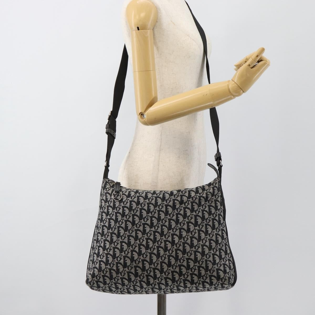 Christian Dior Vintage Trotter Messenger Diorissimo Canvas, Black, Canvas, Shoulder Bag