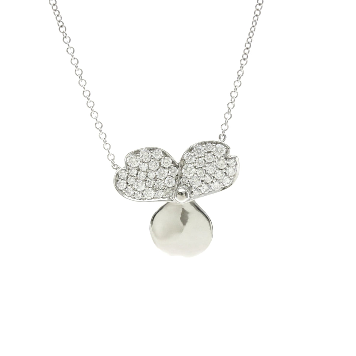 Tiffany & Co. Paper Flowers Pendant Platinum with Pave Diamonds, Silver, Platinum, Necklace