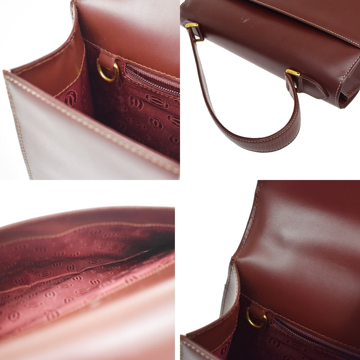 Cartier Must Line Leather, Burgundy, Leather, Handbag