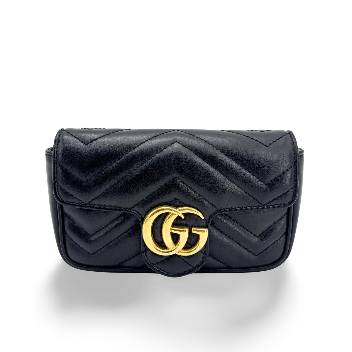 Gucci GG Marmont Flap Matelasse Leather, Black, Leather, Handbag