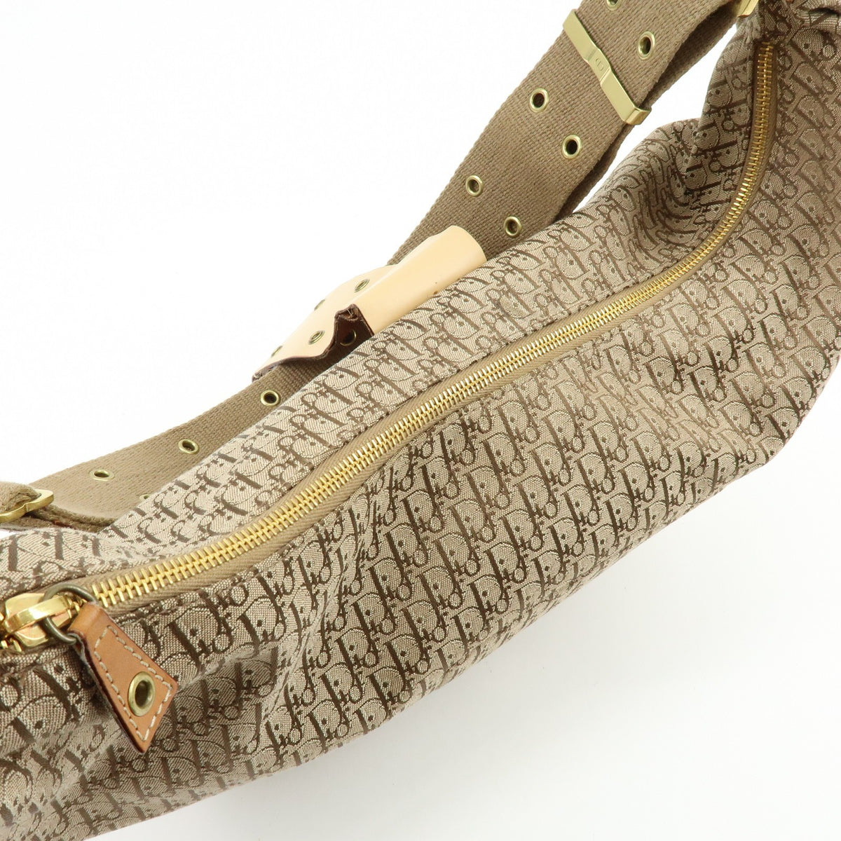 Christian Dior Street Chic Hobo Canvas, Beige, Canvas, Shoulder Bag