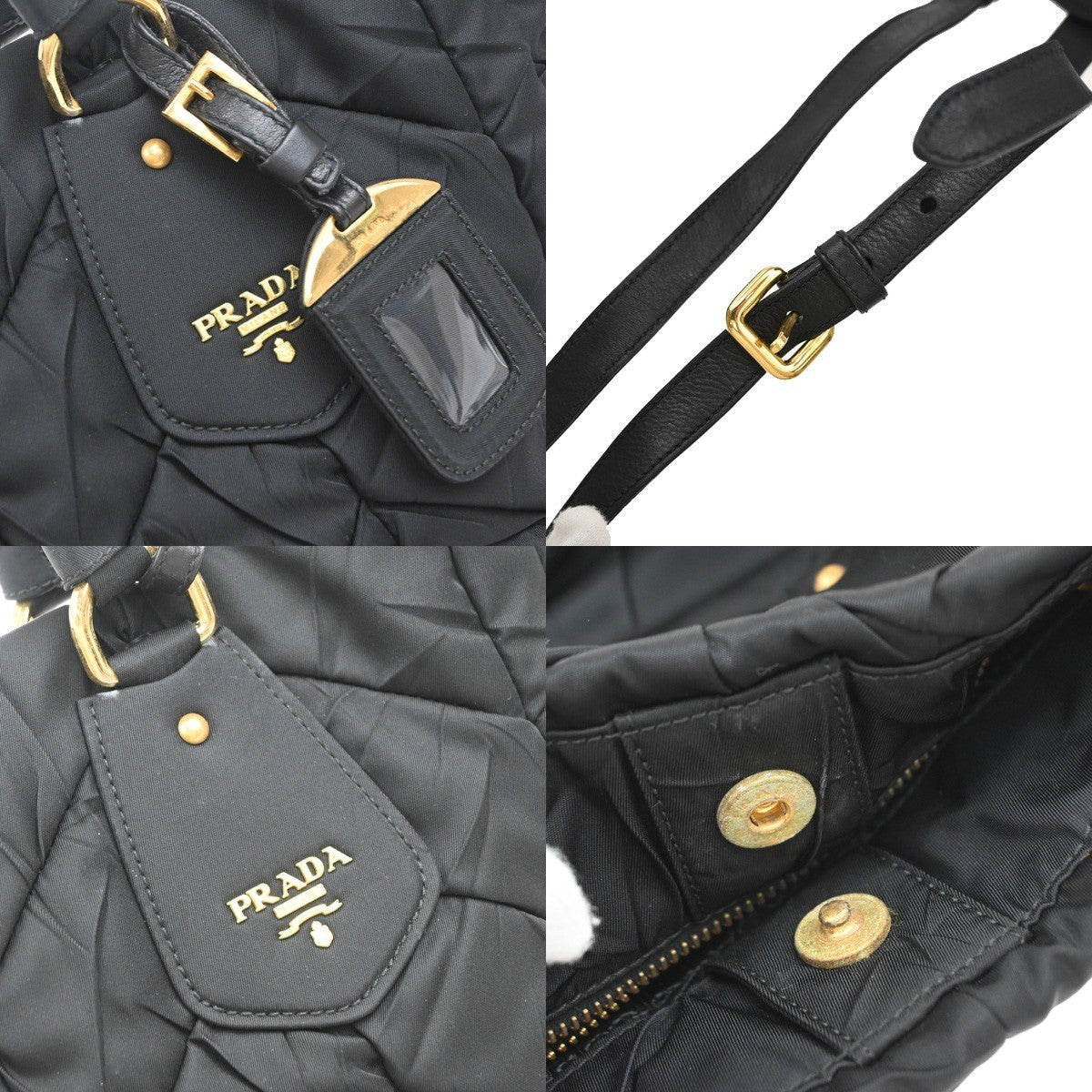 Prada Convertible Side Pocket Chevron Tessuto, Black, Nylon, Tote Bag