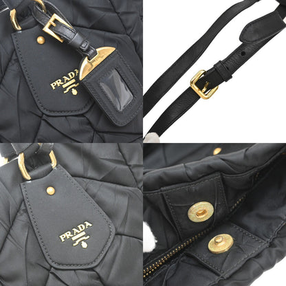 Prada Convertible Side Pocket Chevron Tessuto, Black, Nylon, Tote Bag