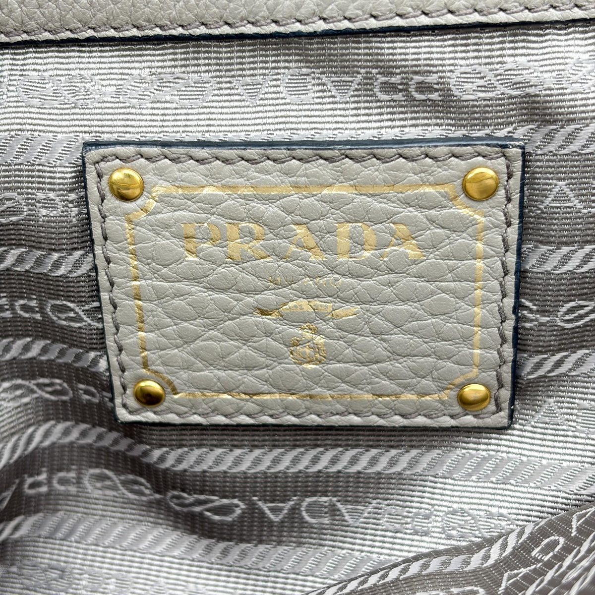 Prada Shoulder Bag Leather, Gray, Calfskin, Shoulder Bag