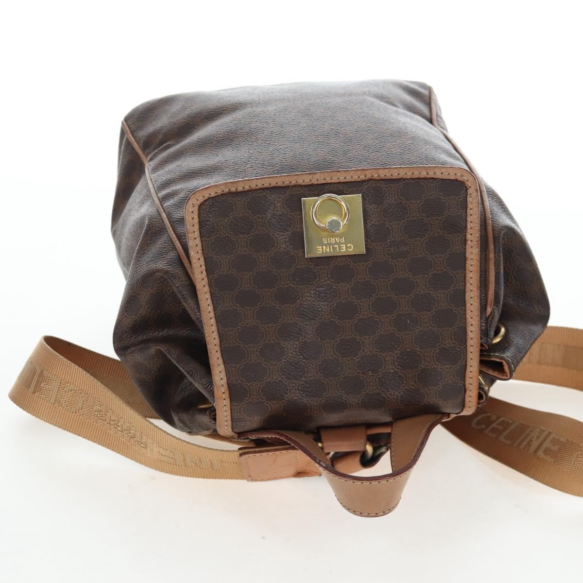 Celine Vintage Macadam Canvas, Brown, Canvas, Backpack