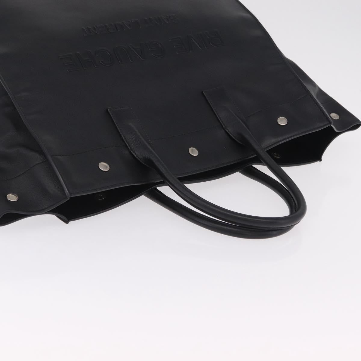 Saint Laurent Rive Gauche Shopper Embossed Leather, Black, Leather, Tote Bag