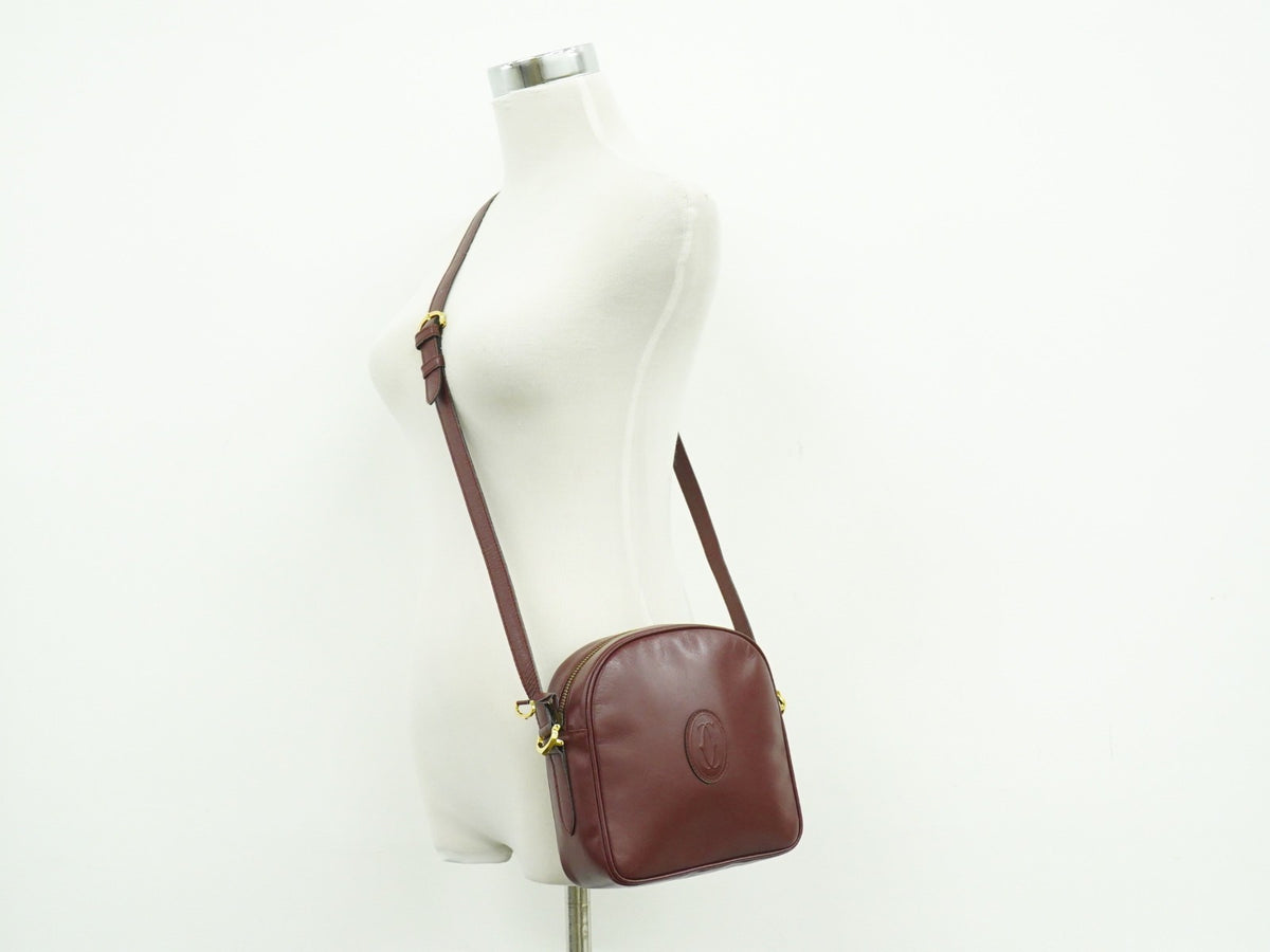 Cartier Must de Cartier Leather, Burgundy, Leather, Shoulder Bag