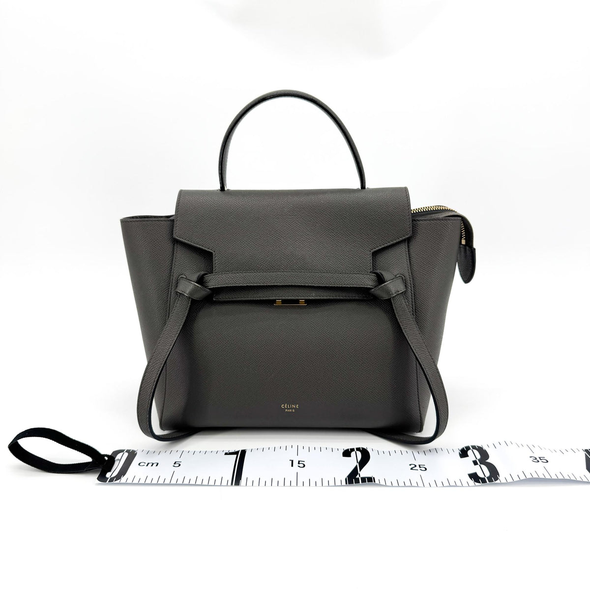 Celine Belt Calfskin, Gray, Leather, Handbag