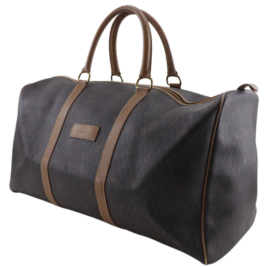 Christian Dior Vintage Duffle Honeycomb Coated Canvas, Brown, Canvas, Handbag