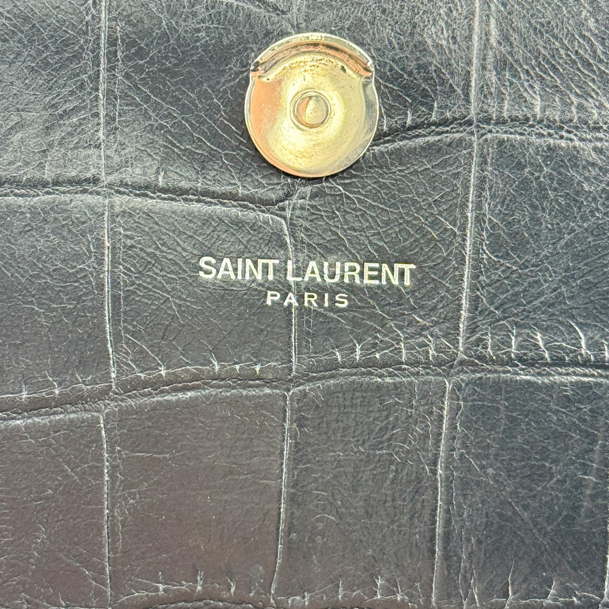 Saint Laurent Classic Monogram Tassel Crocodile Embossed Leather, Black, Leather, Crossbody Bag