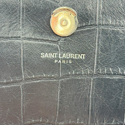 Saint Laurent Classic Monogram Tassel Crocodile Embossed Leather, Black, Leather, Crossbody Bag