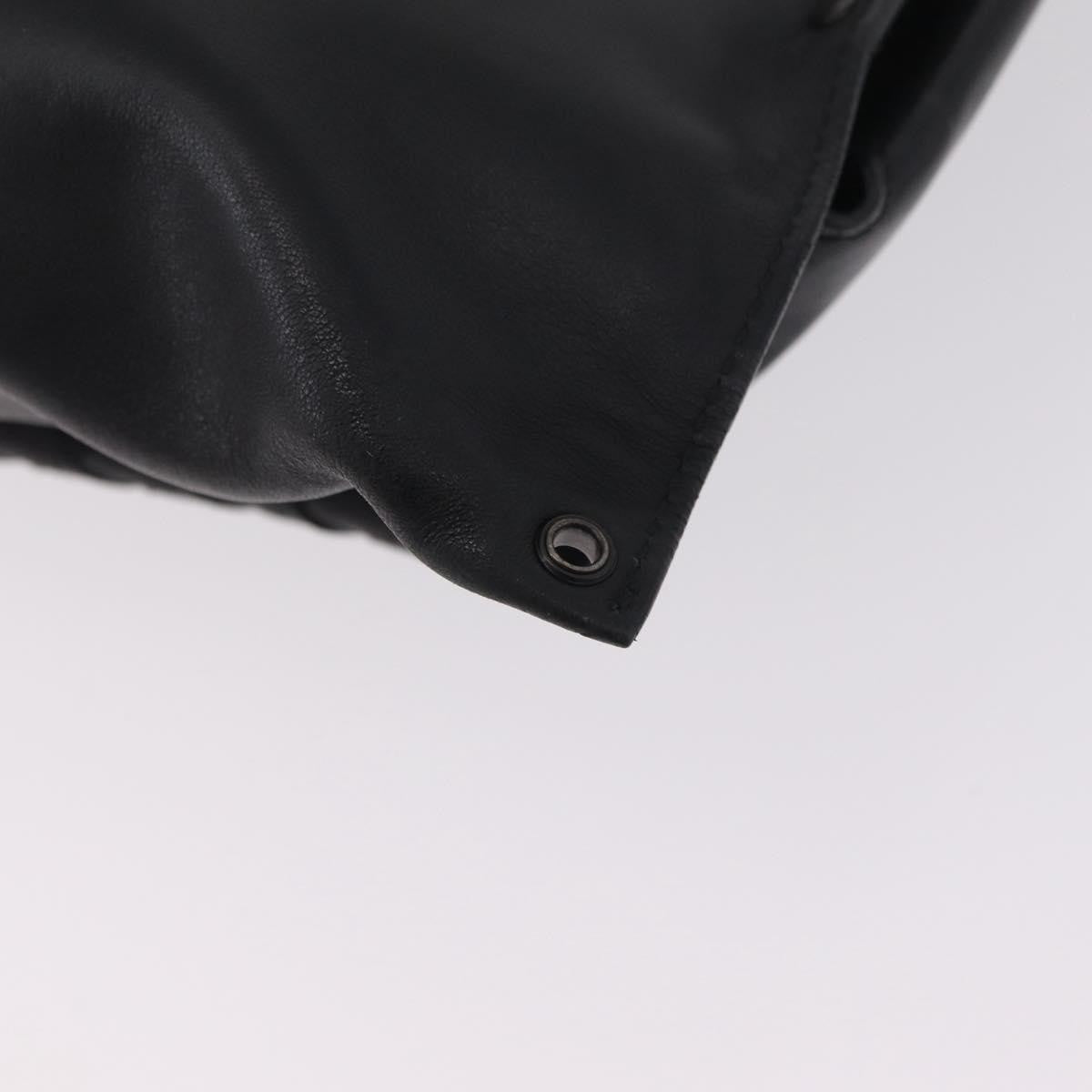 Bottega Veneta Utility Waist Leather with Intrecciato, Black, Leather, Shoulder Bag