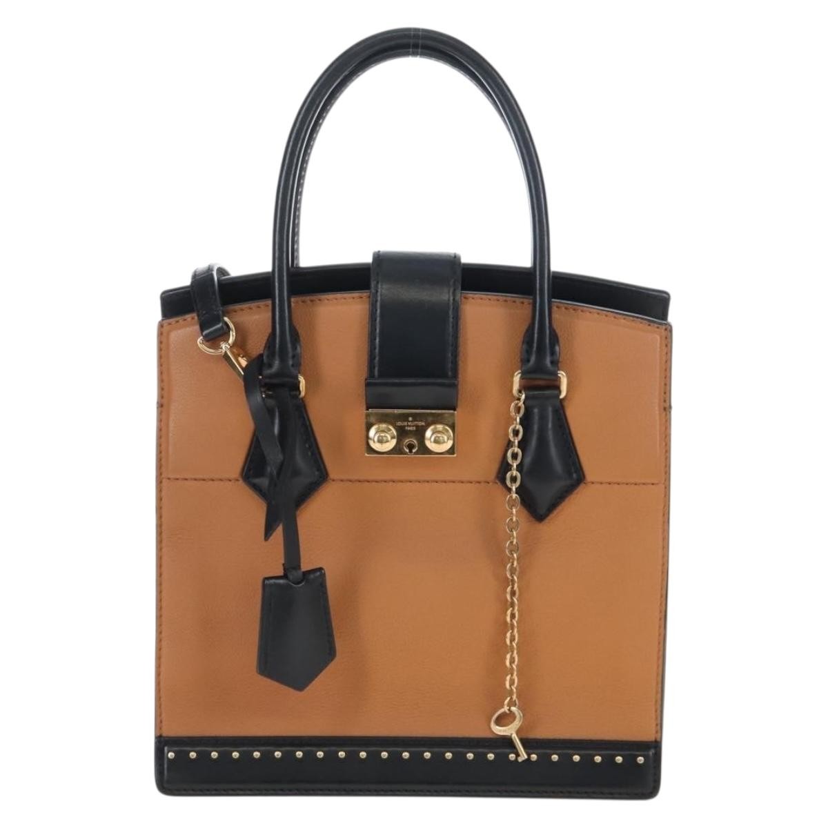 Louis Vuitton Cour Marly Leather with Studded Detail, Beige, Leather, Handbag