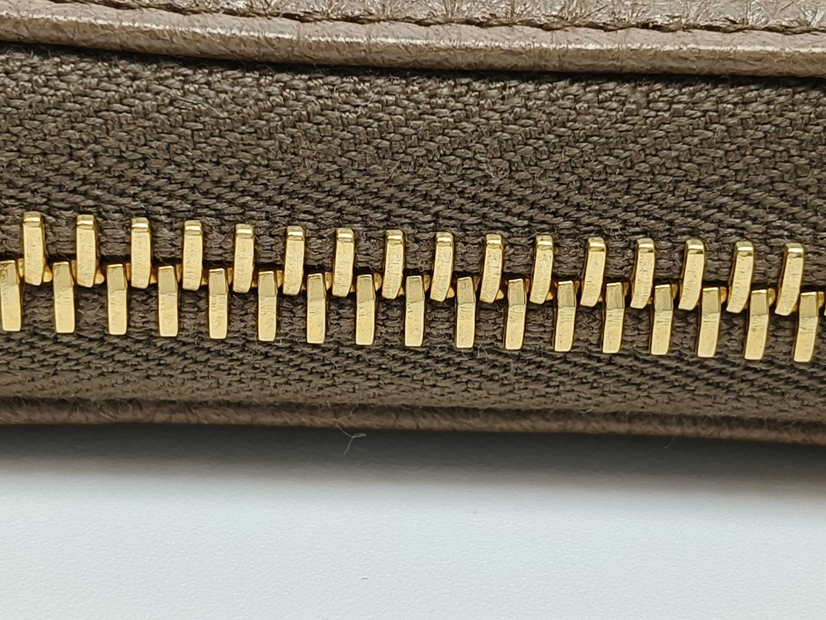 Prada Zip Around Vitello Daino, Brown, Leather, Wallet