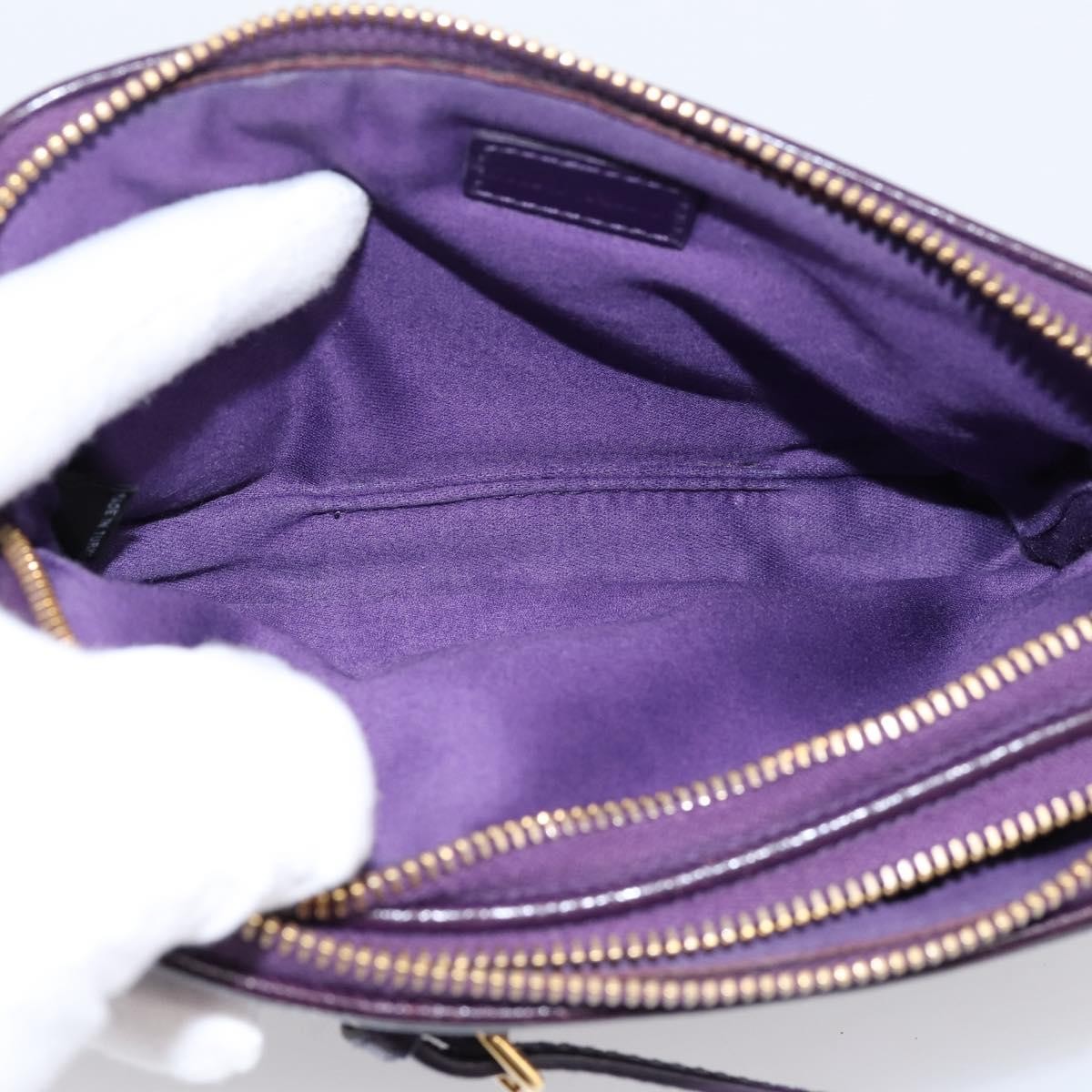 Miu Miu Double Zip Pochette Printed Leather, Purple, Leather, Clutch