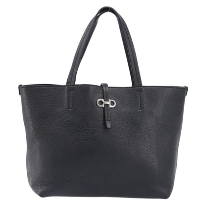Salvatore Ferragamo Gancini Leather, Black, Leather, Handbag