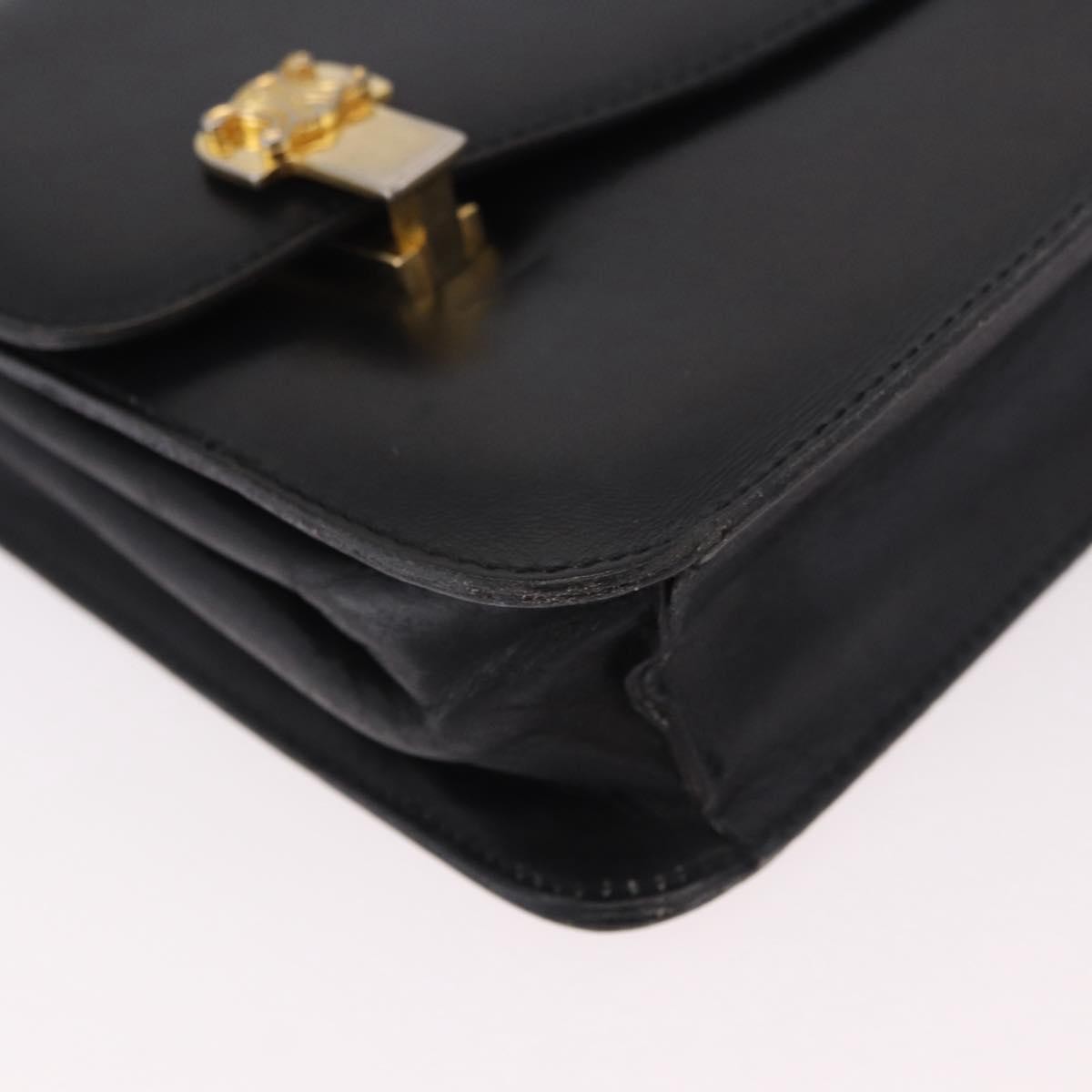 Celine Shoulder Leather, Black, Leather, Shoulder Bag