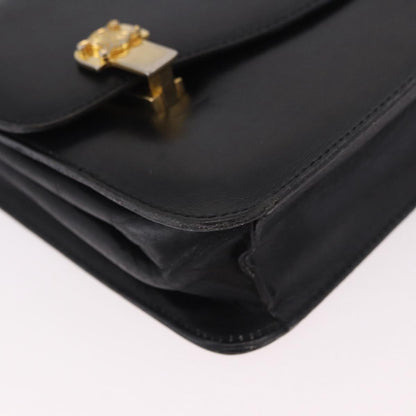 Celine Shoulder Leather, Black, Leather, Shoulder Bag