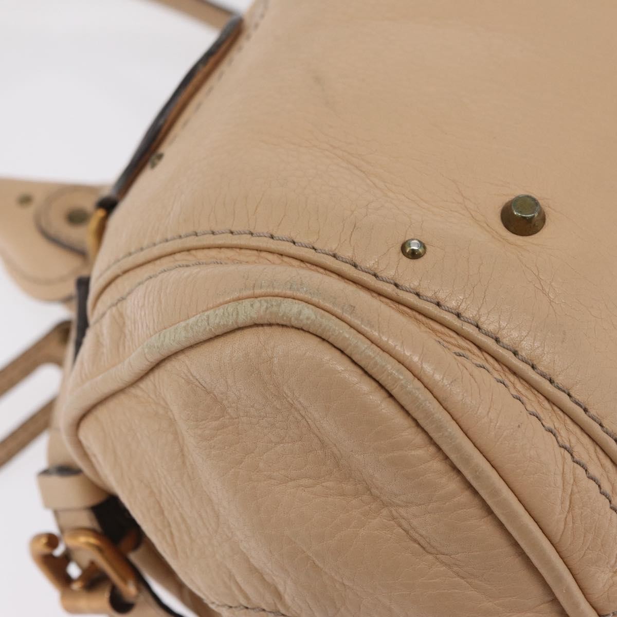 Chloe Paddington Lock Leather, Beige, Leather, Handbag
