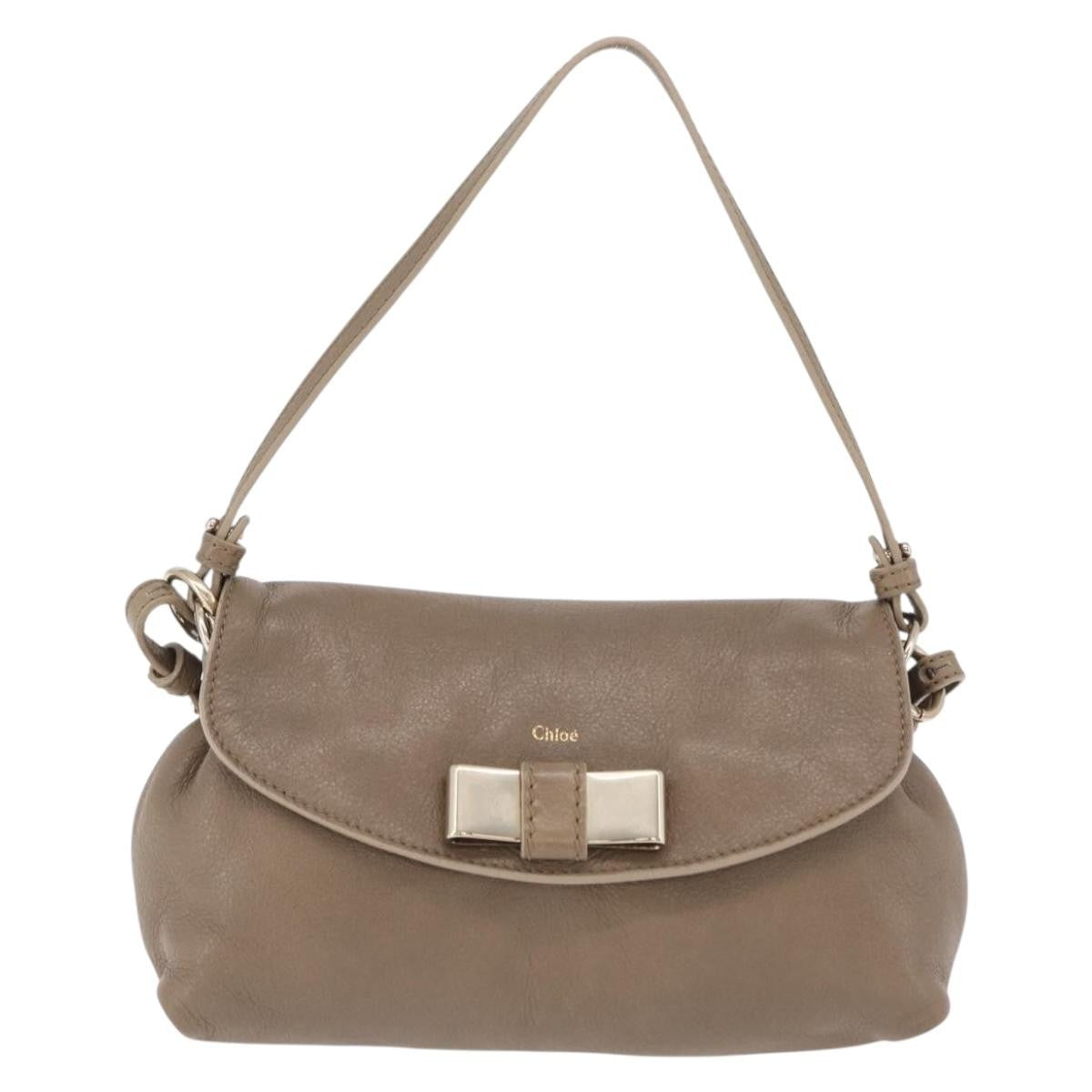 Chloe Lily Leather, Beige, Leather, Shoulder Bag