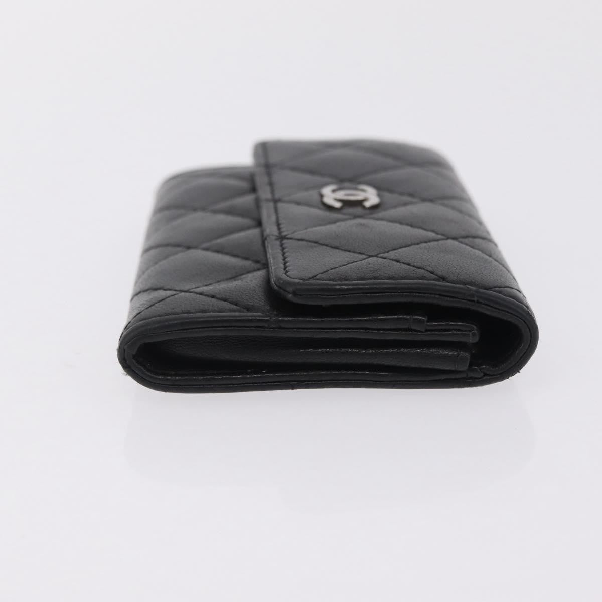 Chanel CC Flap Card Case Quilted Lambskin, Black, Leather, Card Holder