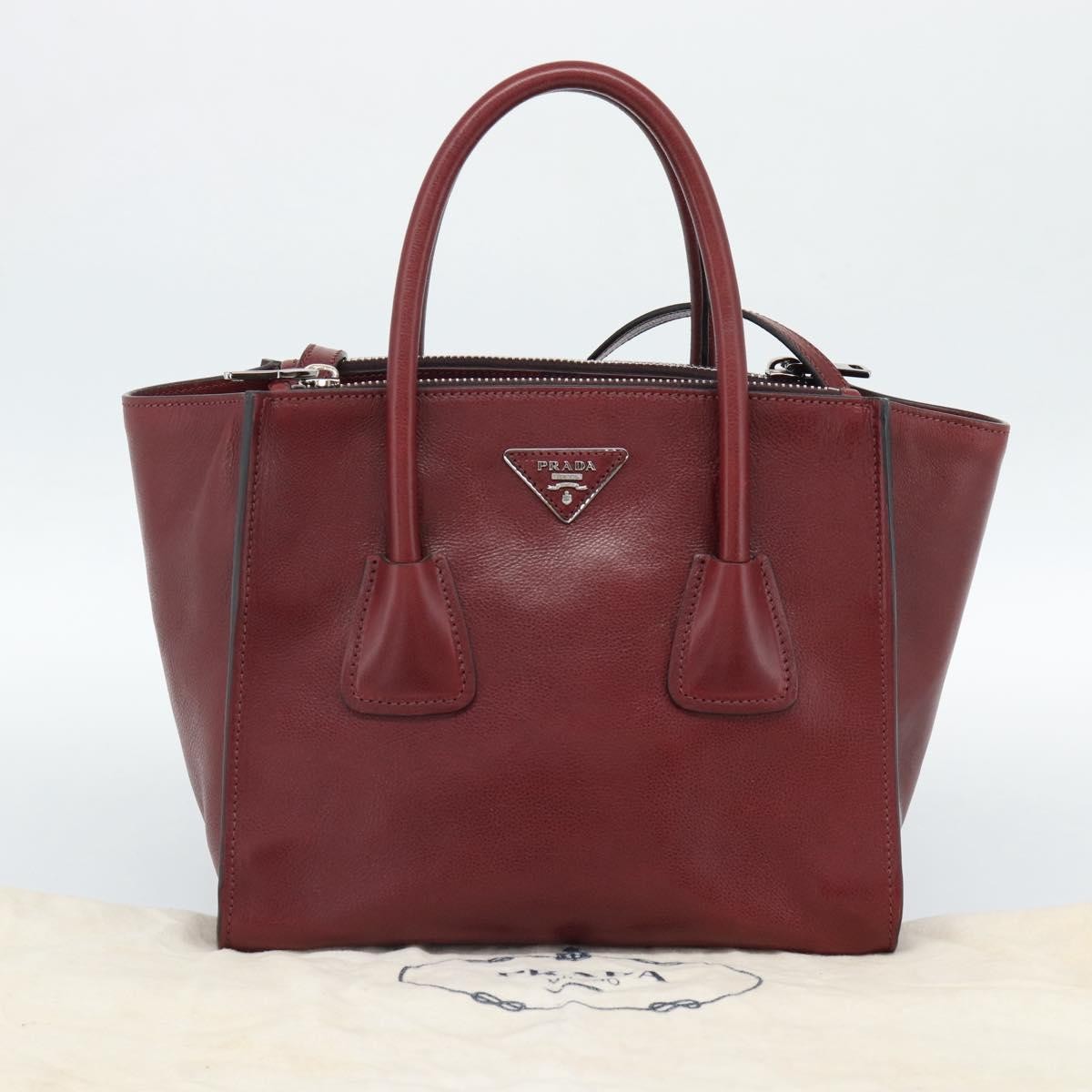 Prada Double Zip Lux Saffiano Leather, Red, Leather, Tote Bag