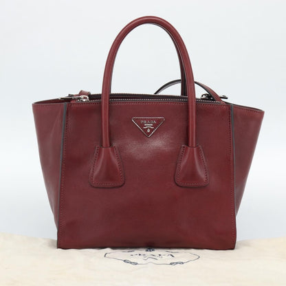 Prada Double Zip Lux Saffiano Leather, Red, Leather, Tote Bag