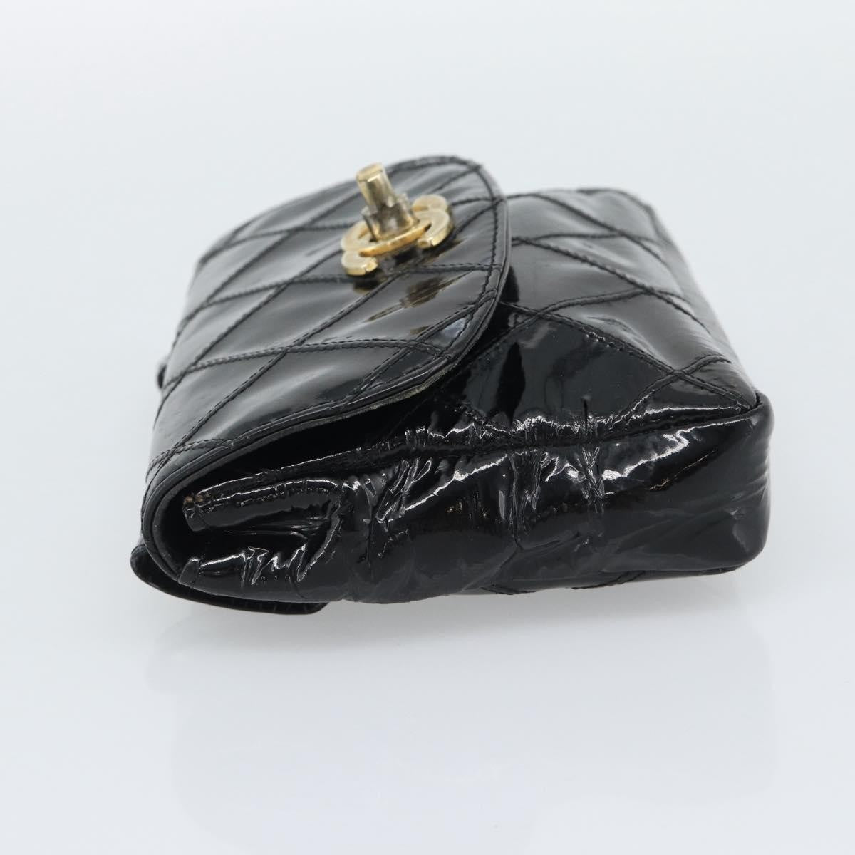 Chanel CC Flap Belt Quilted Lambskin, Black, Patent Leather, Clutch
