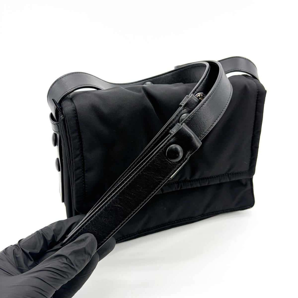 Prada Padded Flap Re-Nylon, Black, Nylon, Shoulder Bag