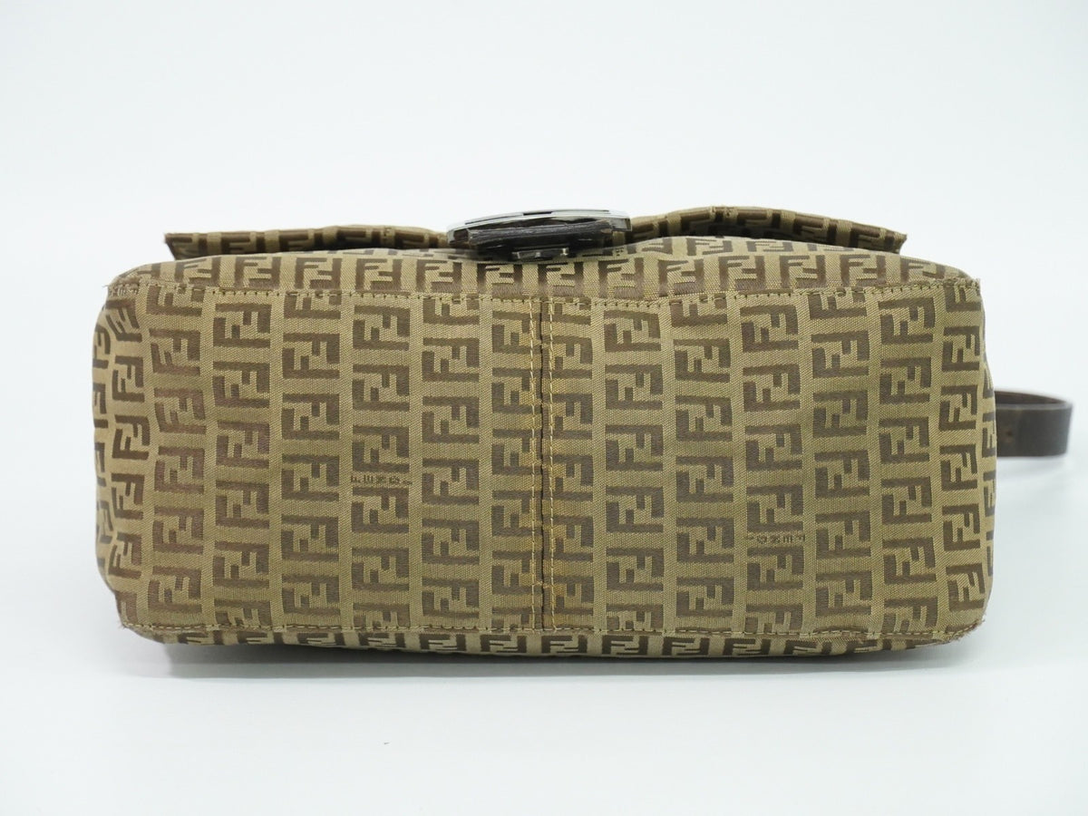 Fendi Zucchino Canvas Mamma Baguette Canvas, Brown, Canvas, Shoulder Bag