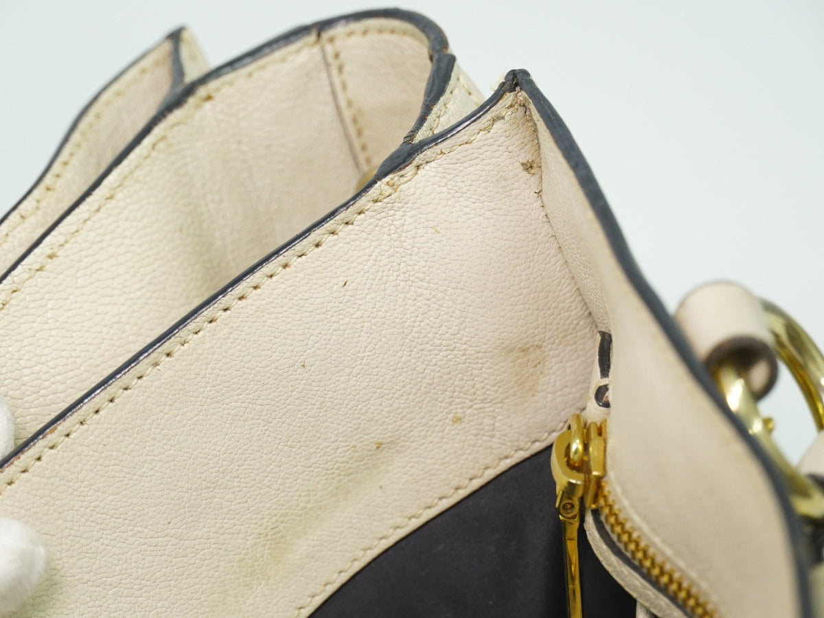 Miu Miu Madras Convertible Lock Leather, Beige, Leather, Tote Bag