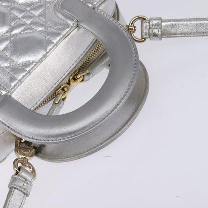 Christian Dior Lady cannage Matelassé, SILVER, LEATHER, Handbag
