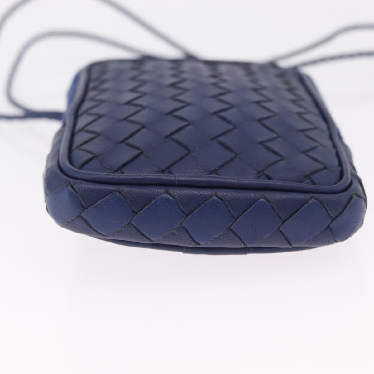 Bottega Veneta Zip Around Intrecciato Nappa, Navy, Leather, Handbag