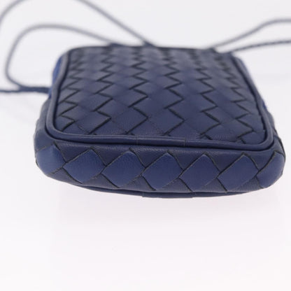 Bottega Veneta Zip Around Intrecciato Nappa, Navy, Leather, Handbag