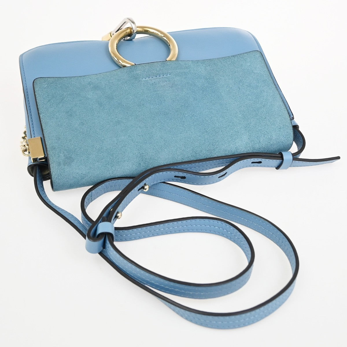 Chloe Faye Leather and Suede, Blue, Leather, Shoulder Bag